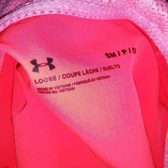 Under Armour Jacket Windbreaker Small Pink Orange Zip Up Loose Fit Hooded Pit to - Picture 12 of 13